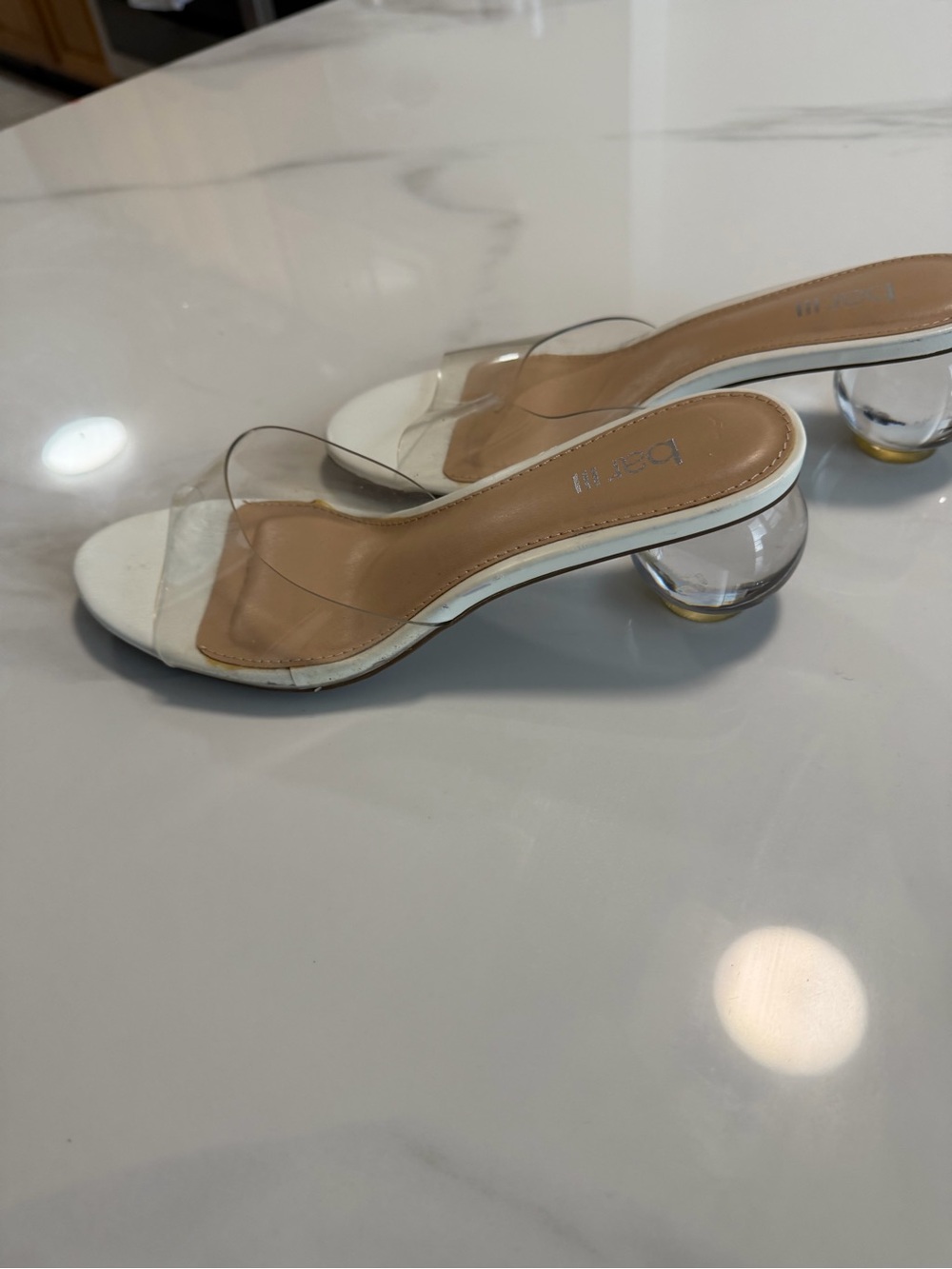 Bar III Clear PVC Bubble Heel Mules White Open Toe Slide Sandals Women’s 6.5 - Picture 6 of 11